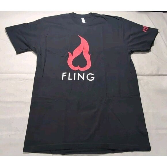 Fling Upside Down Heart Promo Men's Graphic Print Short Sleeve T-Shirt Black XL - Picture 1 of 11